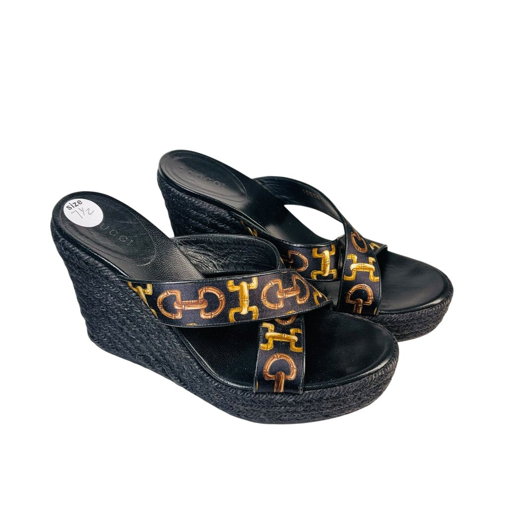 Horsebit Straw Wedge