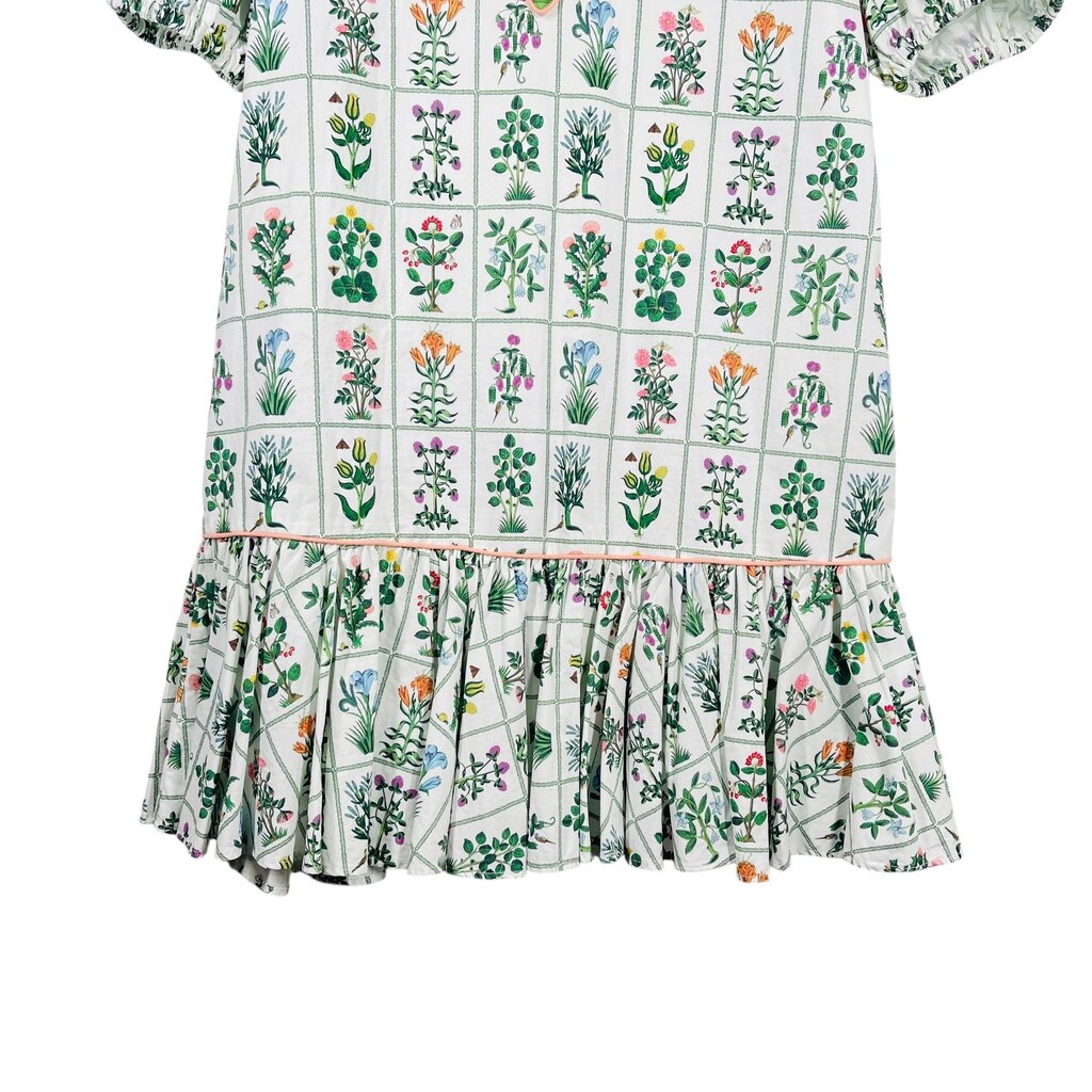 Floral Puff Slv Ruffle Hem