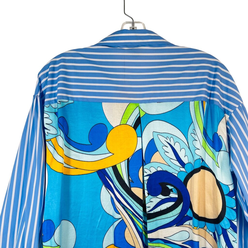 Stripe Front/Print Back Blouse