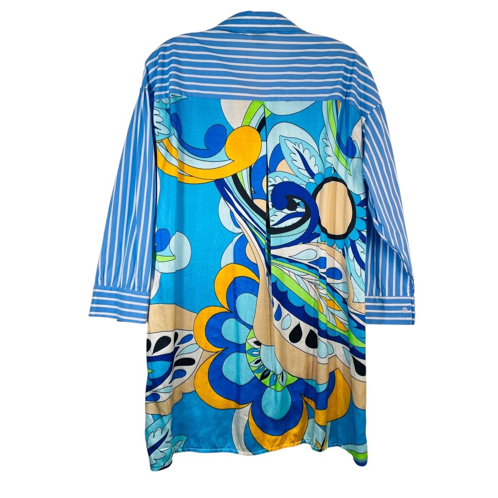 Stripe Front/Print Back Blouse
