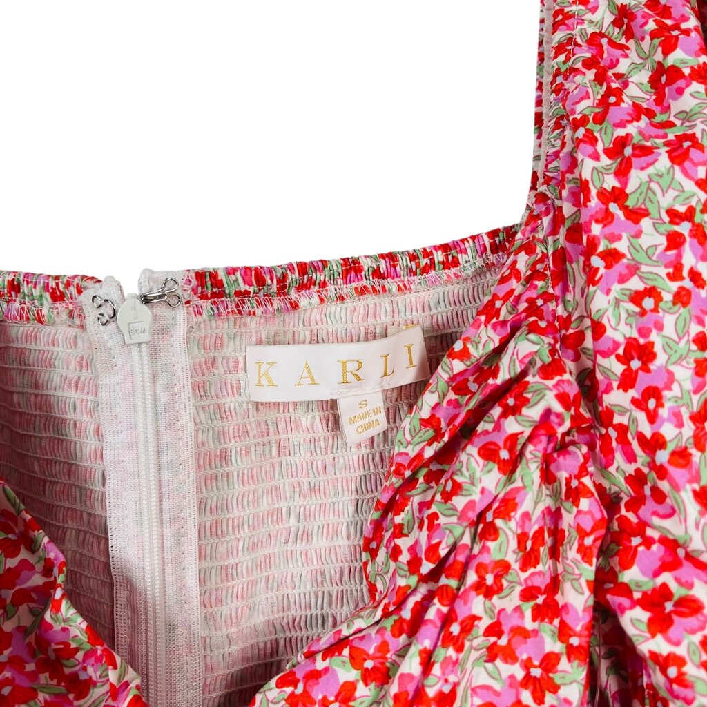 Floral Puff Slv Mock Wrap