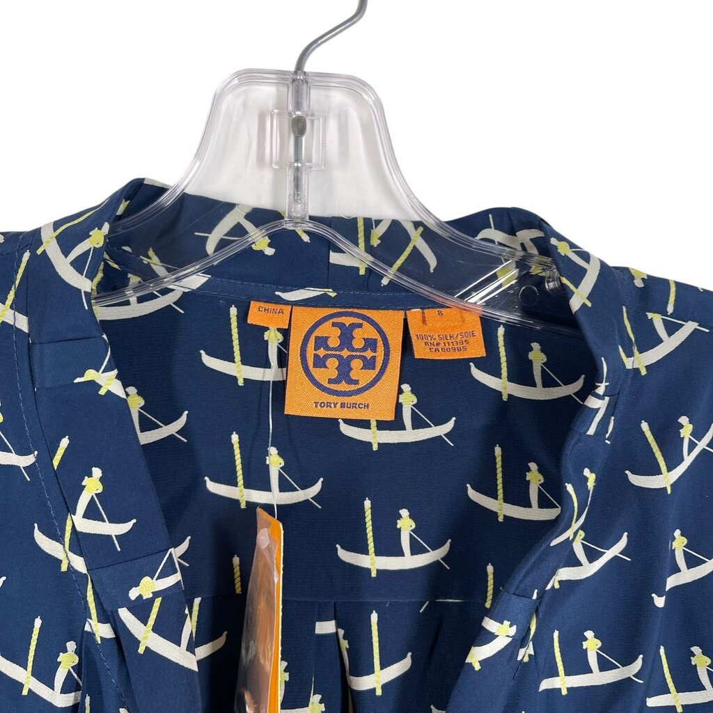 Sailboat Print Tie Neck NWT