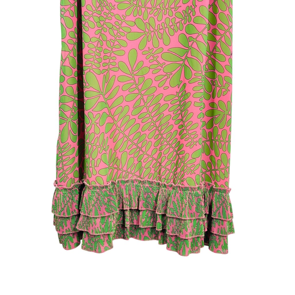 Leaf Print Ruffle Hem
