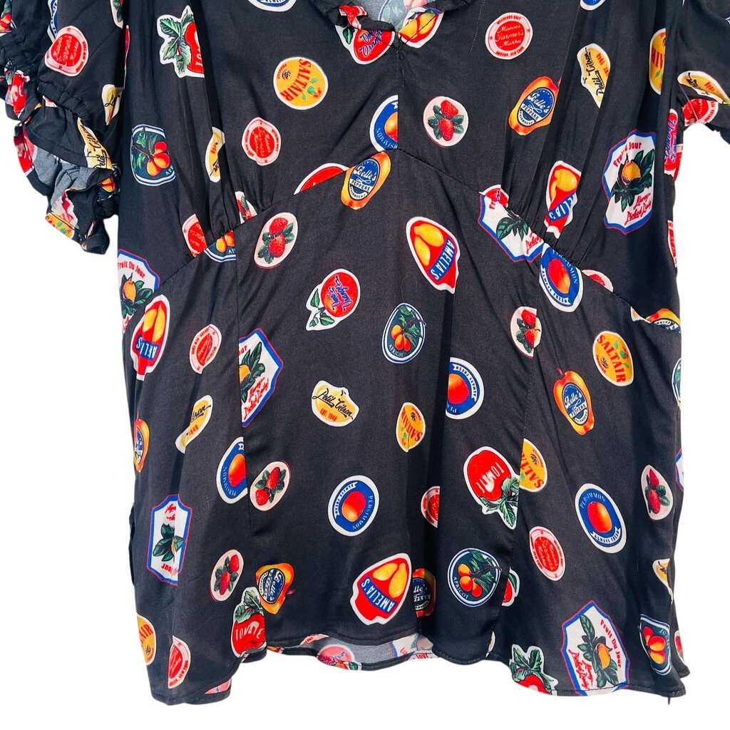 Fruit Print Vnk Puff Slv