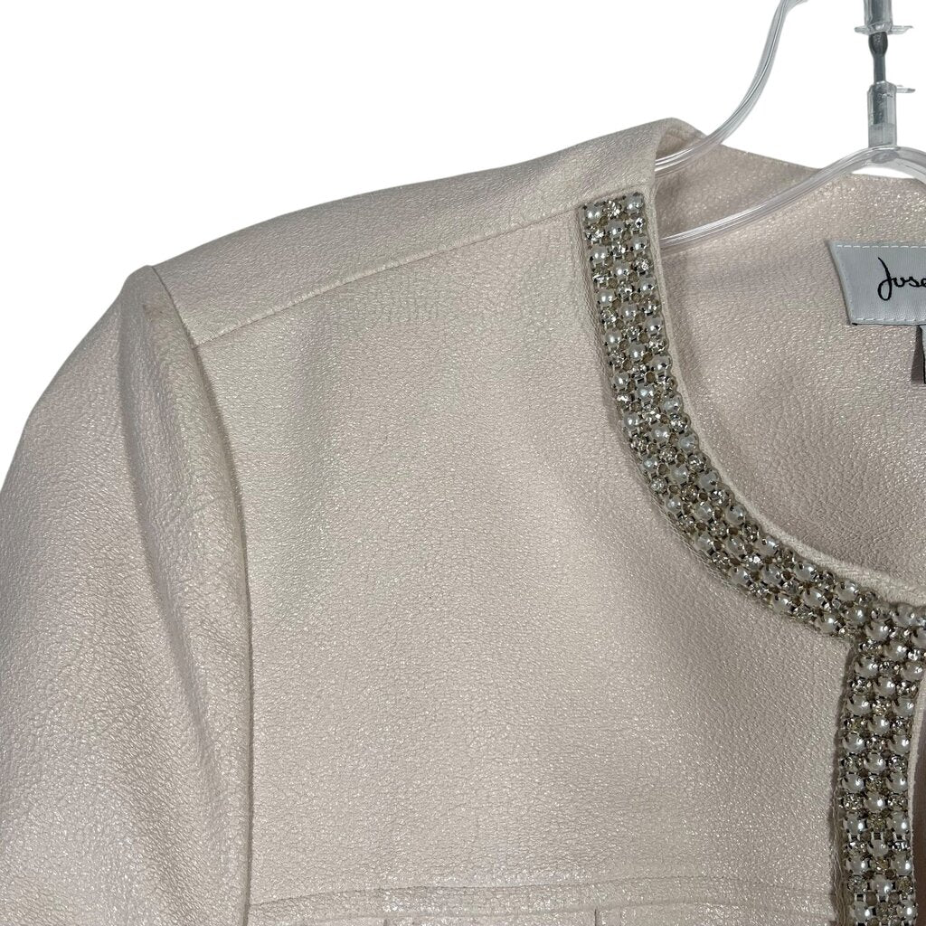 Rhinestone Trim Zip Front