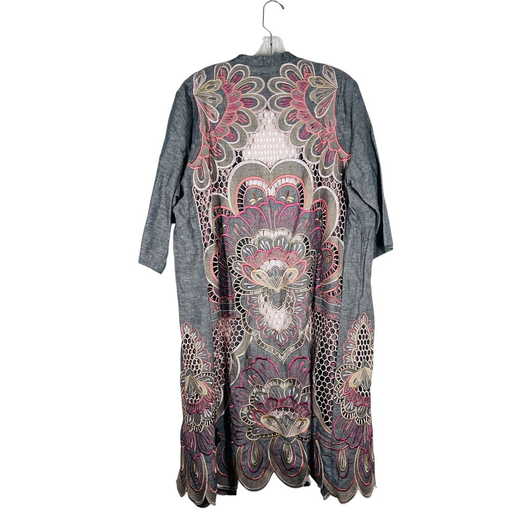 Embroidered Open Front