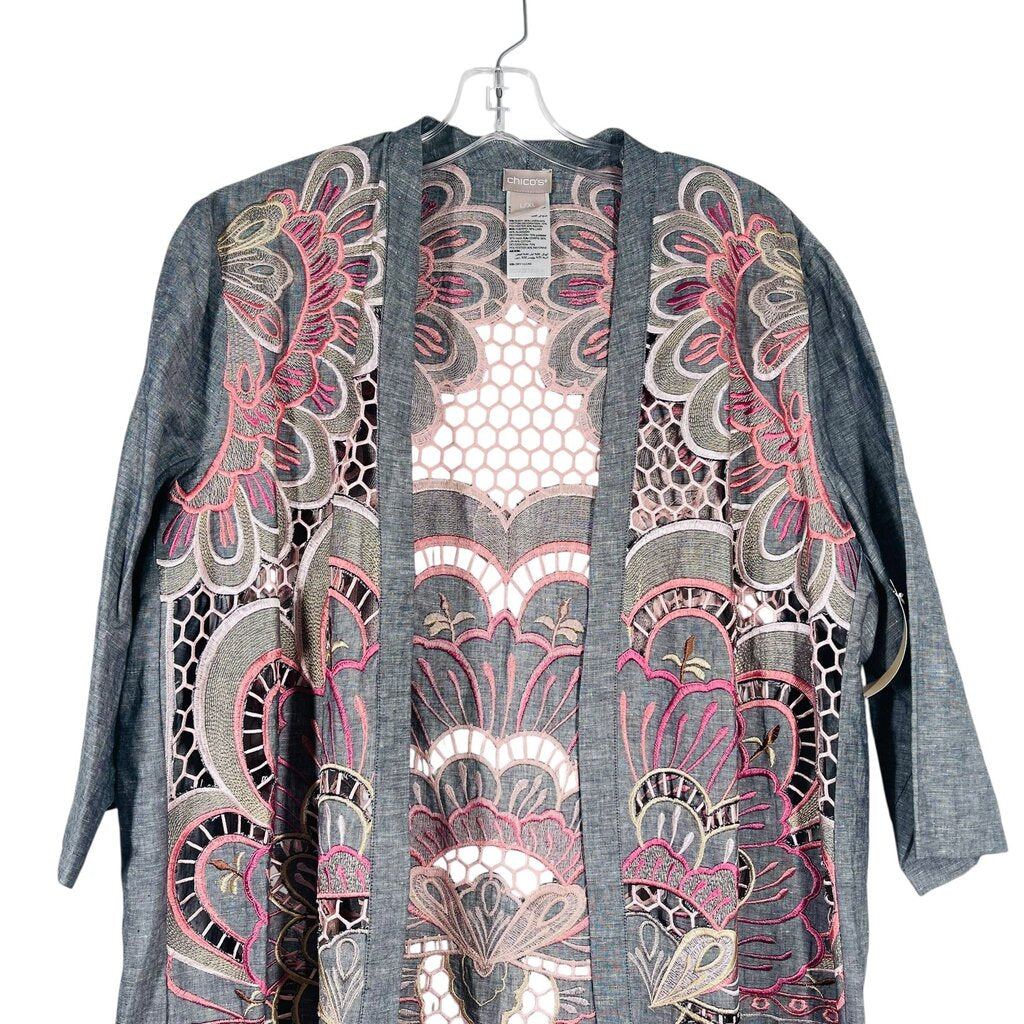 Embroidered Open Front