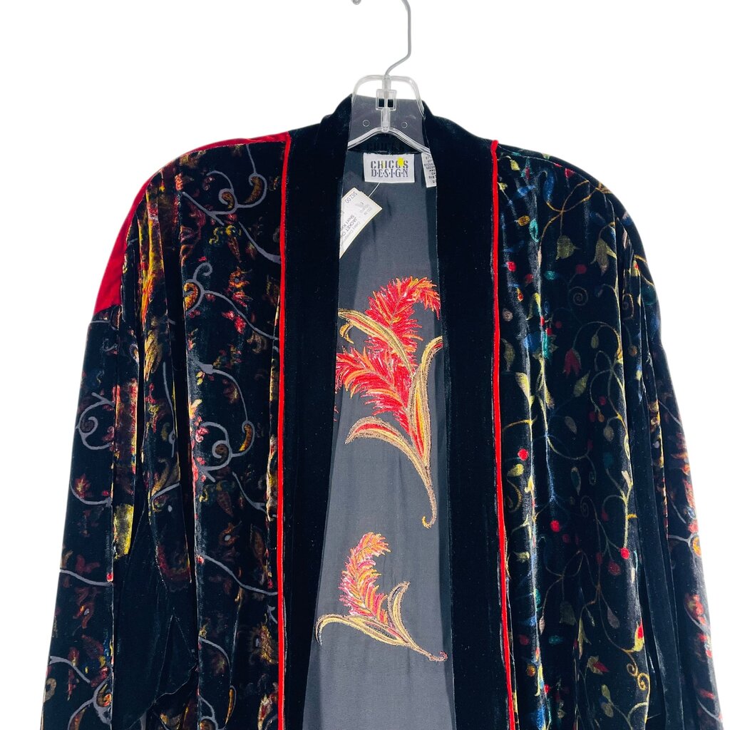 Velvet Print Short Kimono