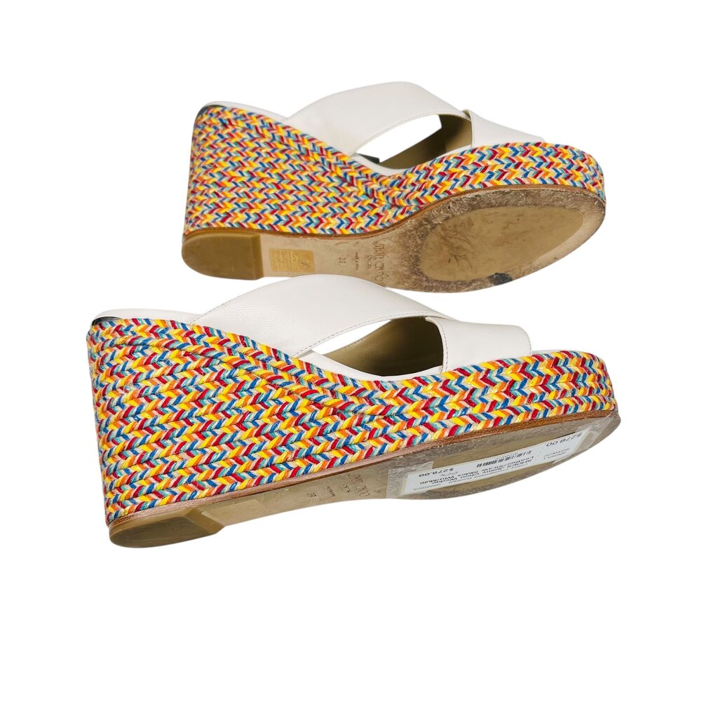 Wedge Leather/Straw Slides
