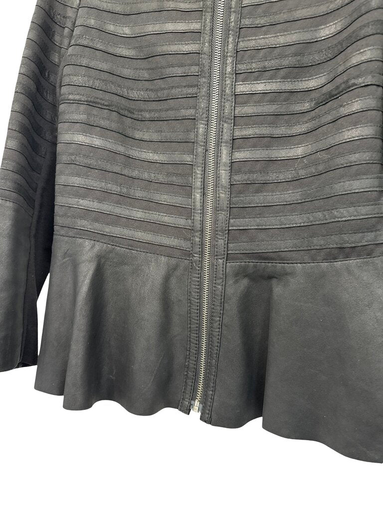 Knit/Leather Zip Front