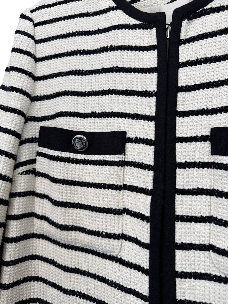 Stripe Cardigan W/Silv Buttons