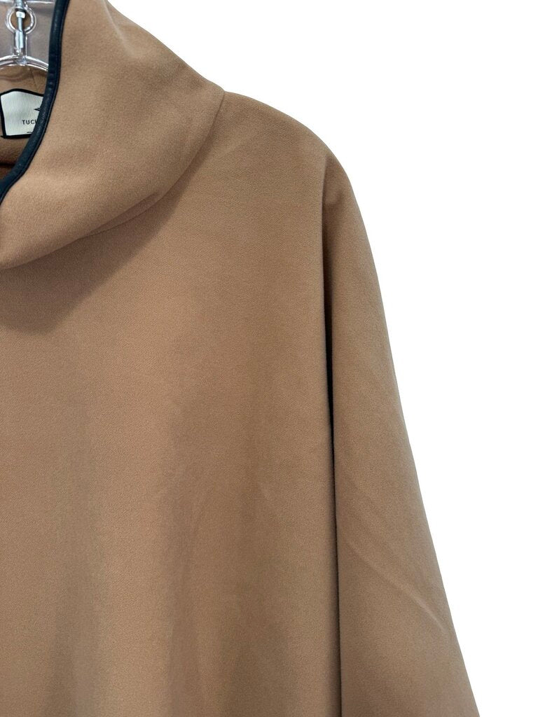 Leather Trim Hi Neck