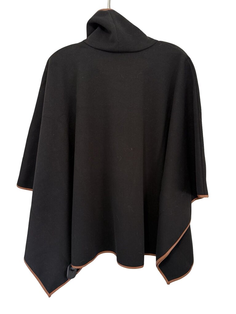 Leather Trim Hi Neck