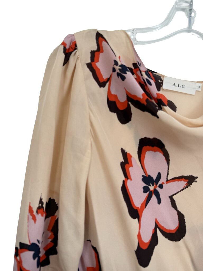 Floral Drape Nk Ruched Slv