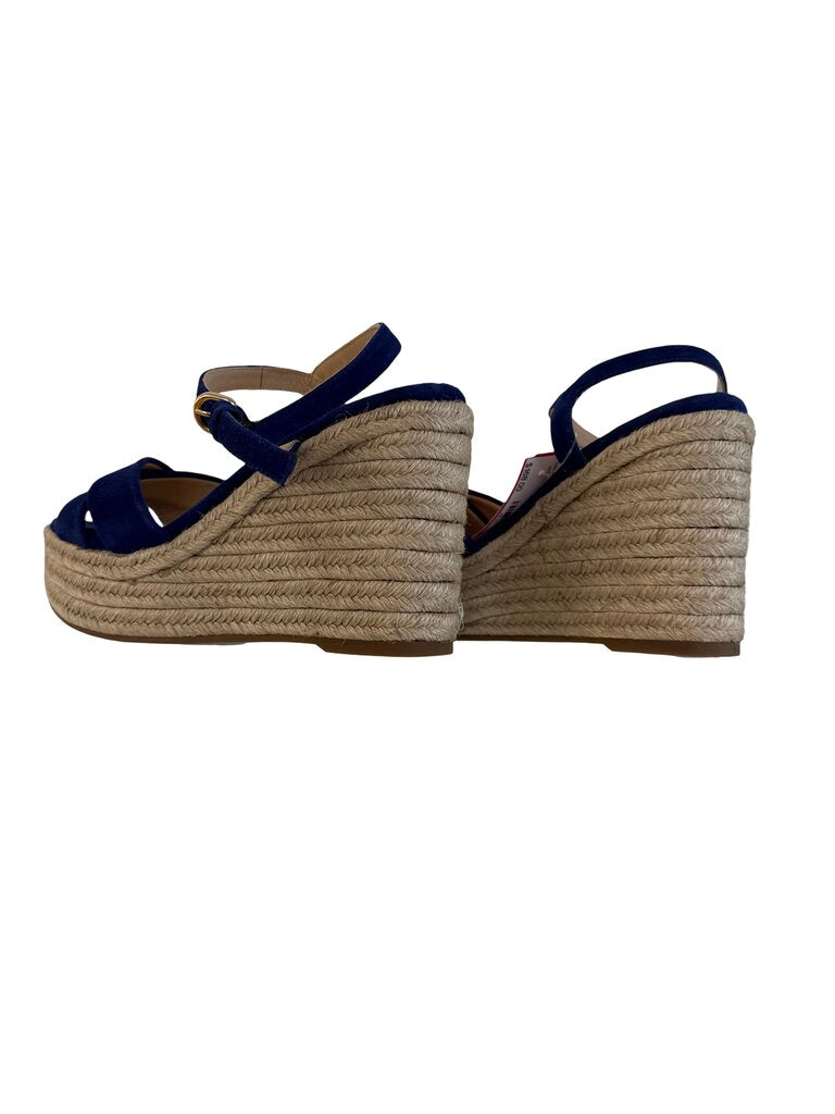 Suede/Straw Wedge