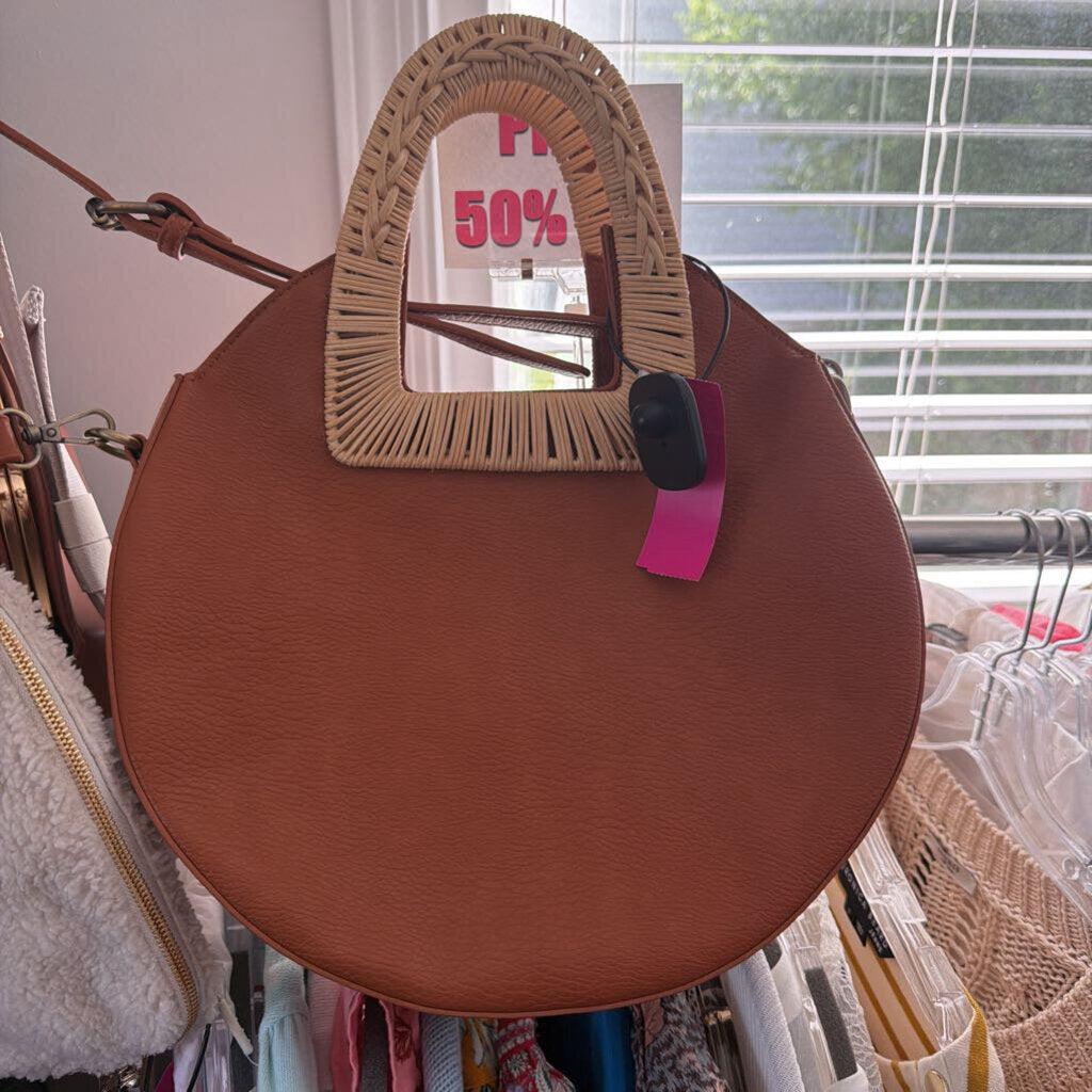 Straw Handle Faux Leather