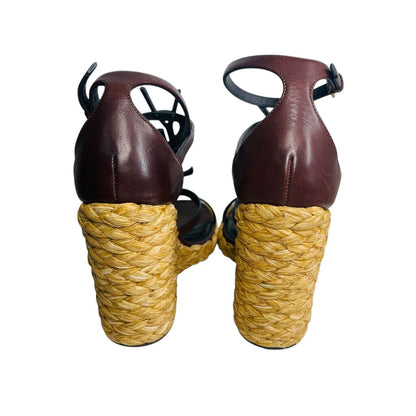 Logo Sandal Straw Wedge