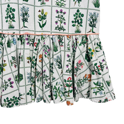 Floral Puff Slv Ruffle Hem