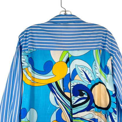 Stripe Front/Print Back Blouse