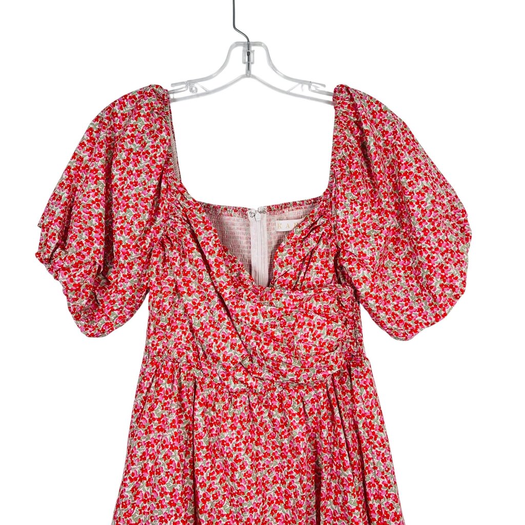 Floral Puff Slv Mock Wrap