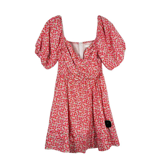 Floral Puff Slv Mock Wrap