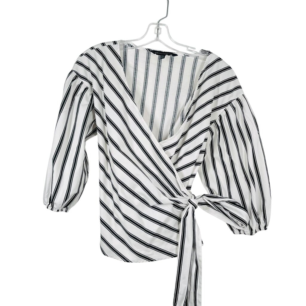 Stripe Wrap Puff Sleeve