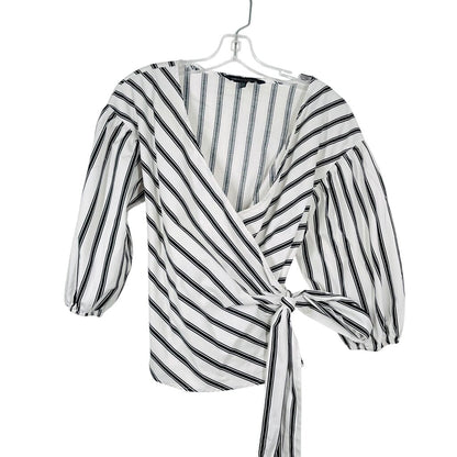 Stripe Wrap Puff Sleeve