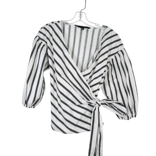 Stripe Wrap Puff Sleeve