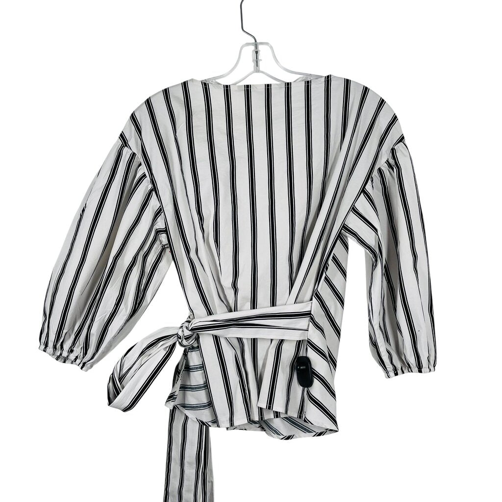 Stripe Wrap Puff Sleeve