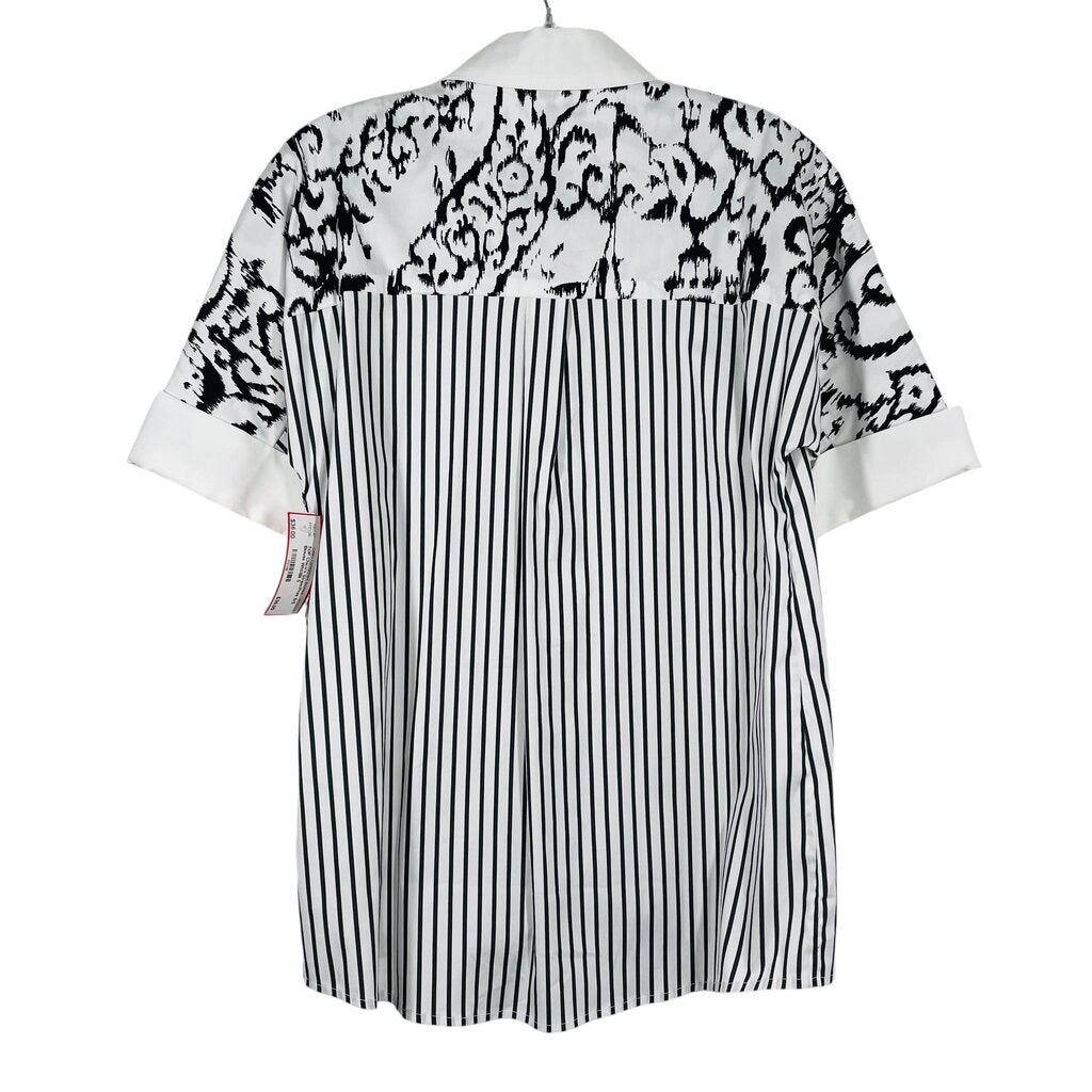 Stripe/Print S/S Blouse