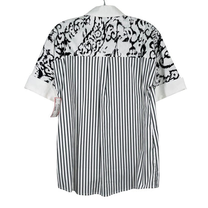 Stripe/Print S/S Blouse