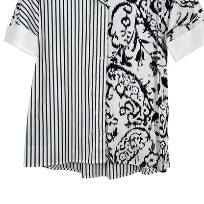 Stripe/Print S/S Blouse