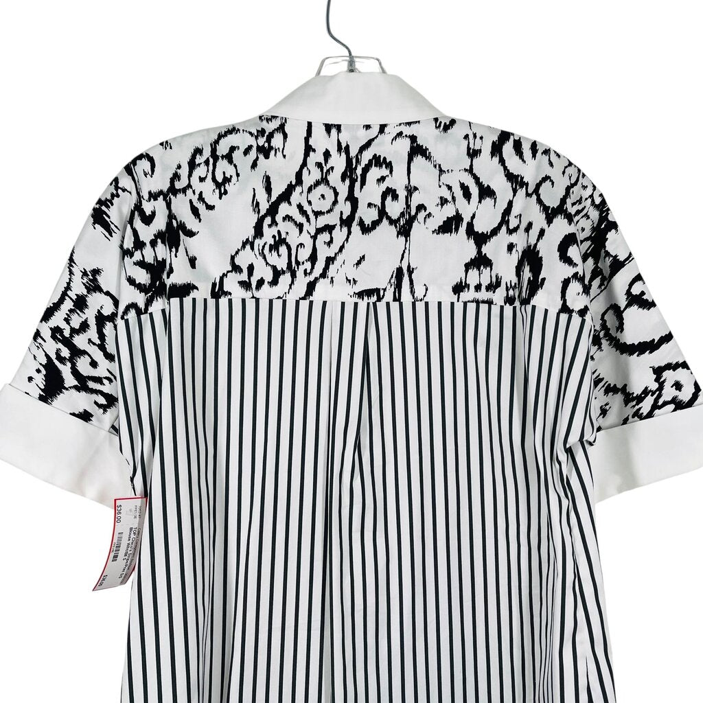 Stripe/Print S/S Blouse