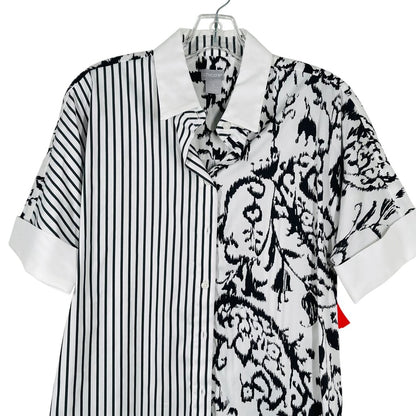 Stripe/Print S/S Blouse