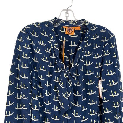 Sailboat Print Tie Neck NWT