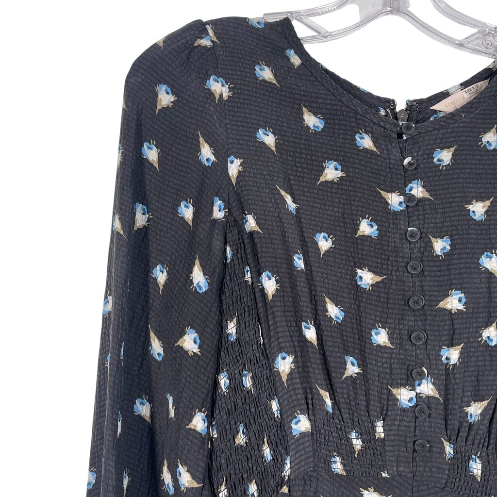 Floral Print W/Smocking