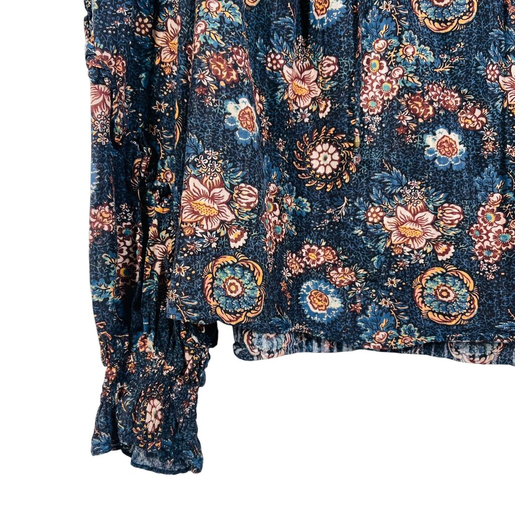 Floral L/S Tie Nk W/Ruffles
