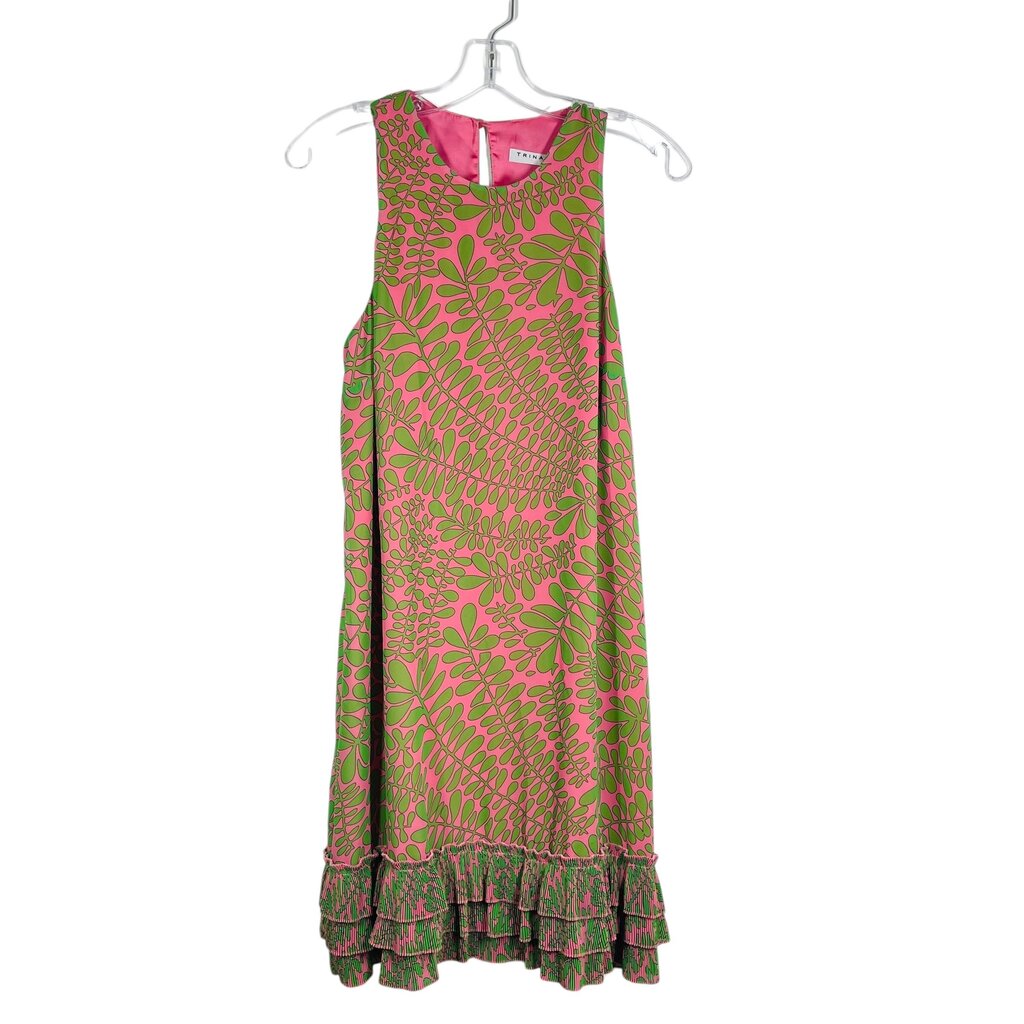 Leaf Print Ruffle Hem