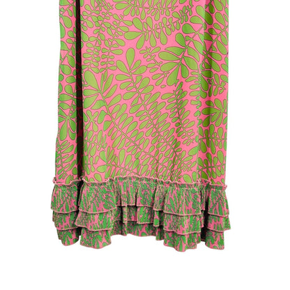 Leaf Print Ruffle Hem