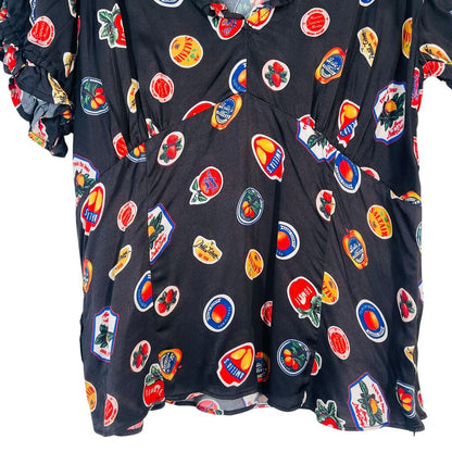 Fruit Print Vnk Puff Slv
