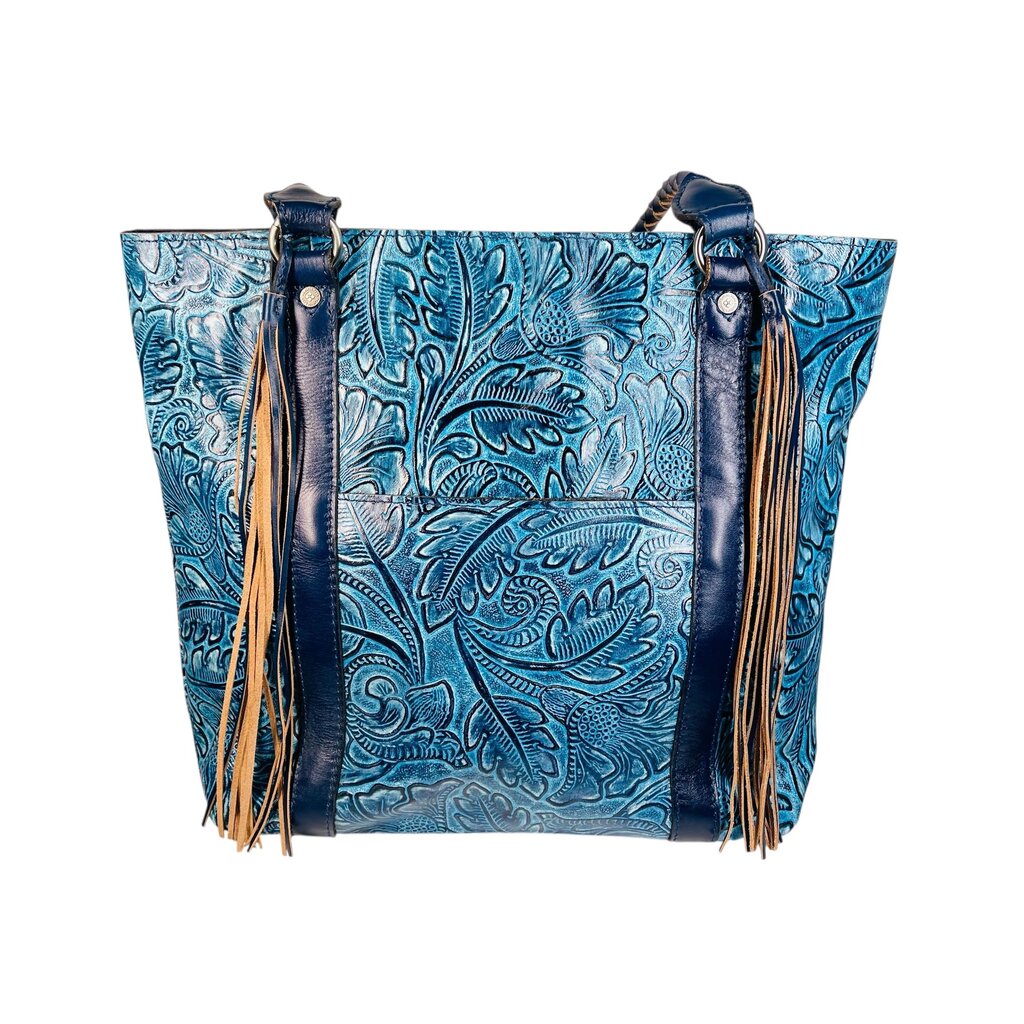 Leaf Print Leather Tote