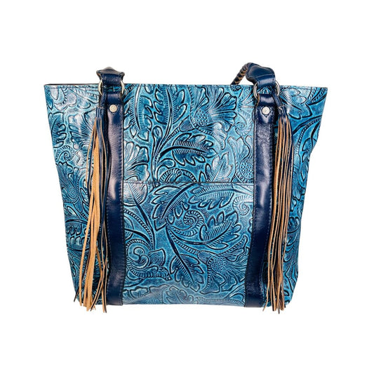 Leaf Print Leather Tote