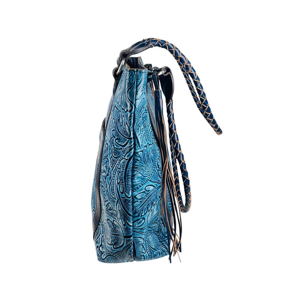 Leaf Print Leather Tote