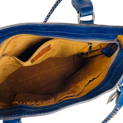Leaf Print Leather Tote