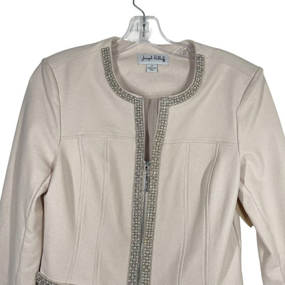 Rhinestone Trim Zip Front