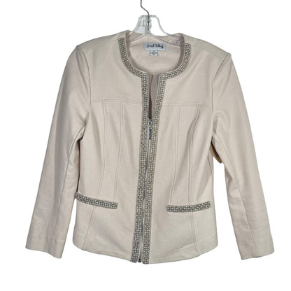 Rhinestone Trim Zip Front