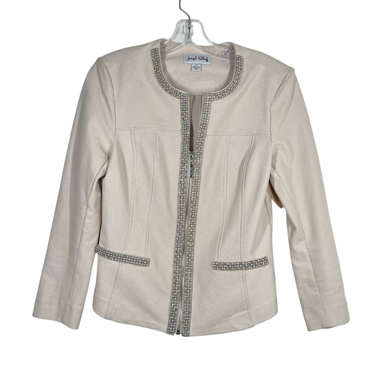 Rhinestone Trim Zip Front