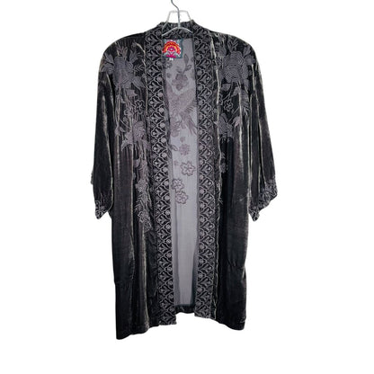 Velvet Embroidered Open Cardigan