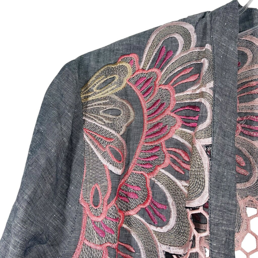 Embroidered Open Front