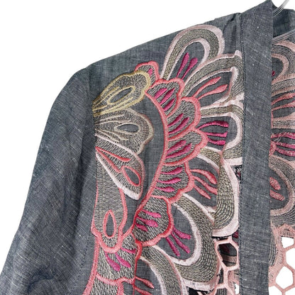 Embroidered Open Front